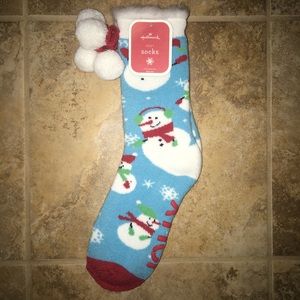 Fuzzy Snowman Christmas Socks